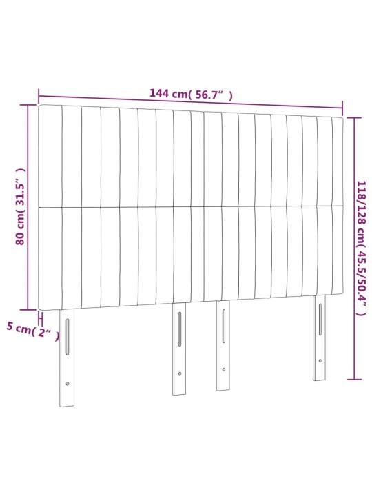 Gultas galvgalis ar LED, 144x5x118/128 cm, melns samts