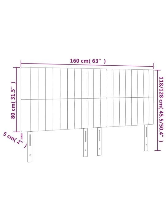 Gultas galvgalis ar LED, 160x5x118/128 cm, tumši pelēks samts