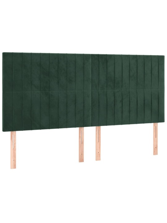 Gultas galvgalis ar led, 160x5x118/128 cm, tumši zaļš samts