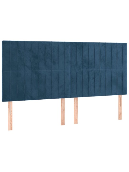 Gultas galvgalis ar LED, 180x5x118/128 cm, tumši zils samts
