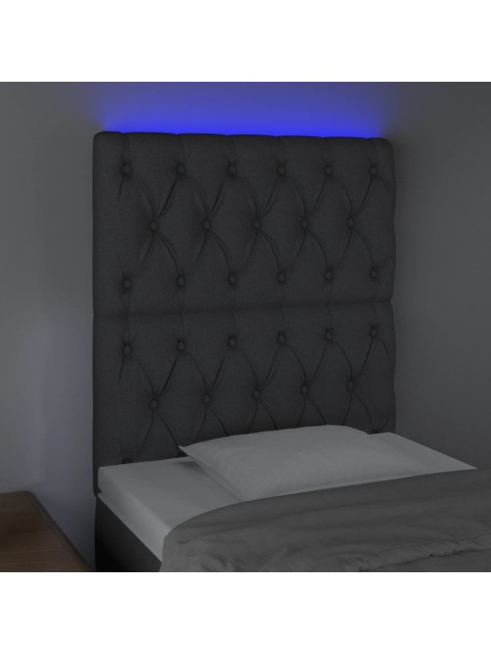 Gultas galvgalis ar led, 80x7x118/128 cm, tumši pelēks audums