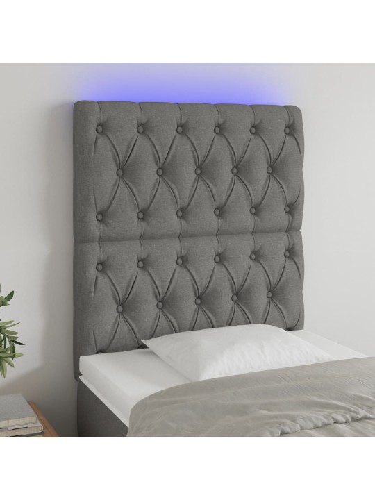 Gultas galvgalis ar led, 80x7x118/128 cm, tumši pelēks audums