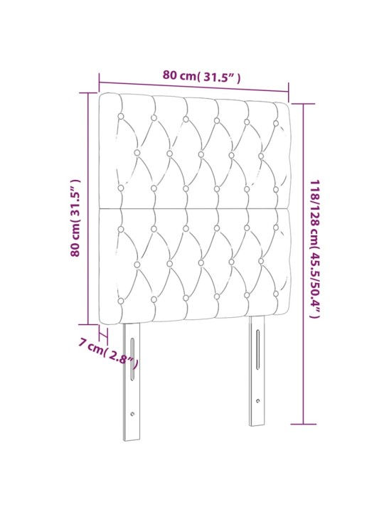 Gultas galvgalis ar led, 80x7x118/128 cm, melns audums