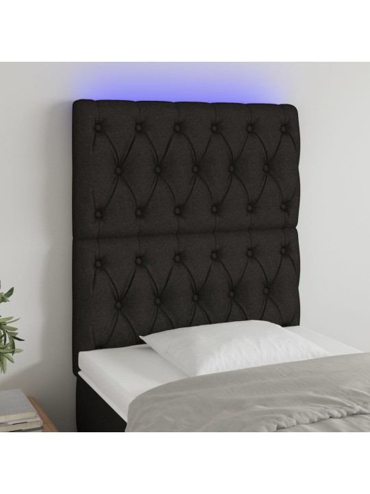 Gultas galvgalis ar led, 80x7x118/128 cm, melns audums