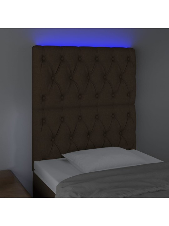 Gultas galvgalis ar led, 80x7x118/128 cm, tumši brūns audums