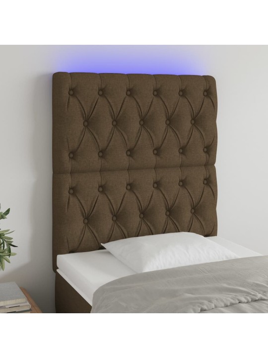 Gultas galvgalis ar led, 80x7x118/128 cm, tumši brūns audums
