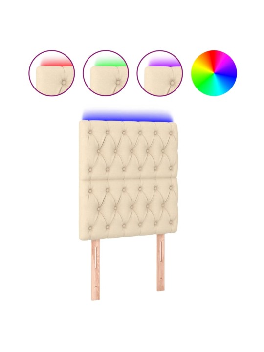 Gultas galvgalis ar led, 80x7x118/128 cm, krēmkrāsas audums