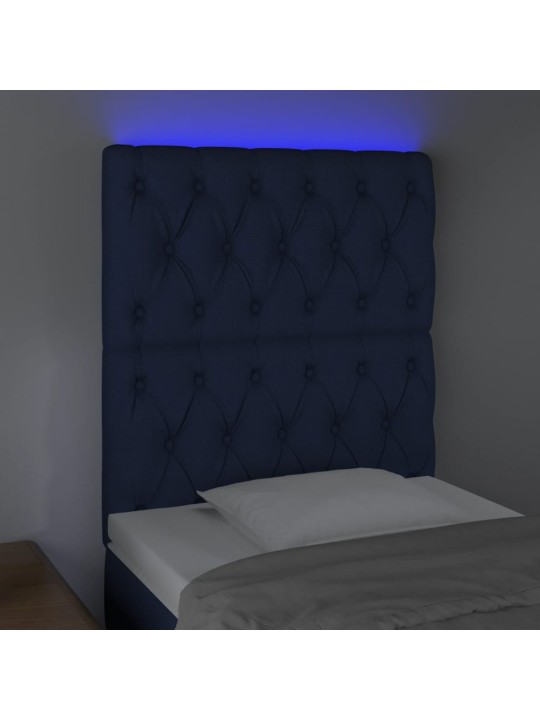 Gultas galvgalis ar LED, 80x7x118/128 cm, zils audums
