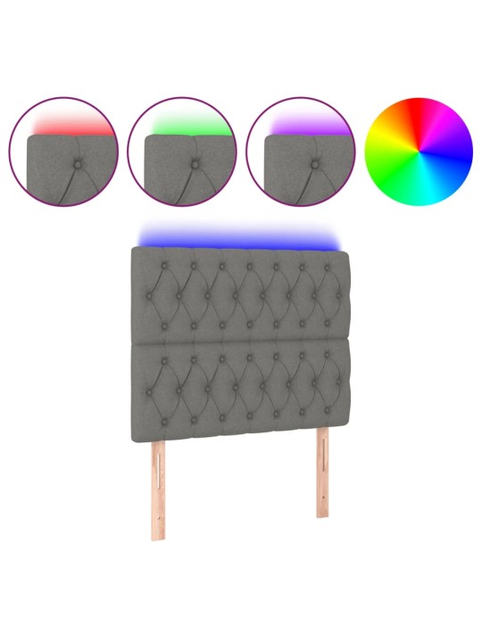 Gultas galvgalis ar led, 90x7x118/128 cm, tumši pelēks audums