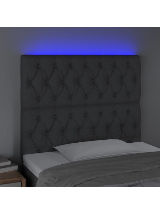 Gultas galvgalis ar led, 90x7x118/128 cm, tumši pelēks audums