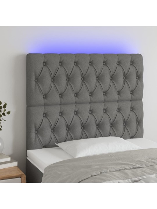 Gultas galvgalis ar led, 90x7x118/128 cm, tumši pelēks audums