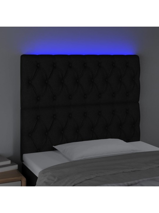 Gultas galvgalis ar led, 90x7x118/128 cm, melns audums