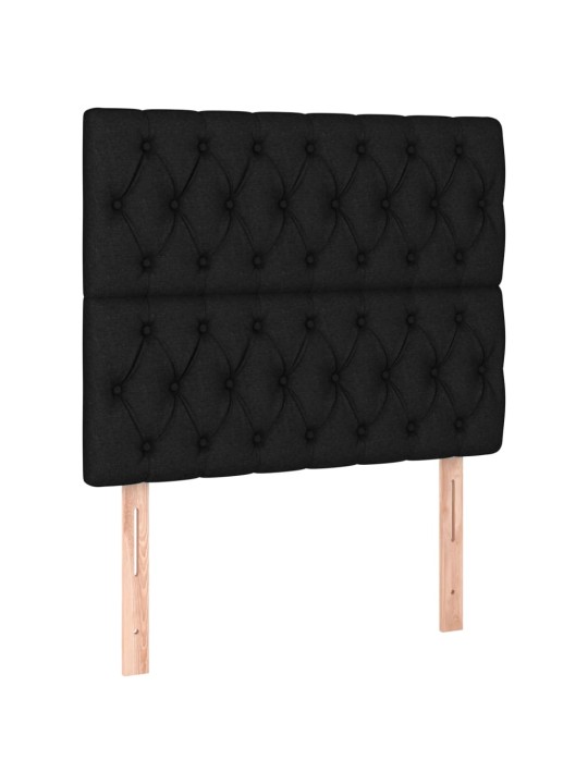 Gultas galvgalis ar led, 90x7x118/128 cm, melns audums