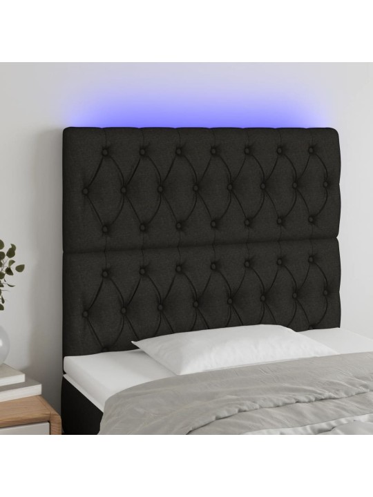 Gultas galvgalis ar led, 90x7x118/128 cm, melns audums