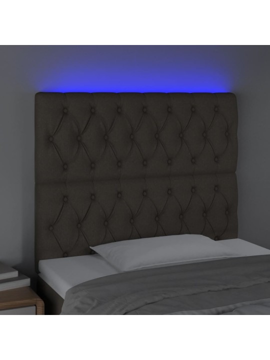 Gultas galvgalis ar led, 90x7x118/128 cm, pelēkbrūns audums
