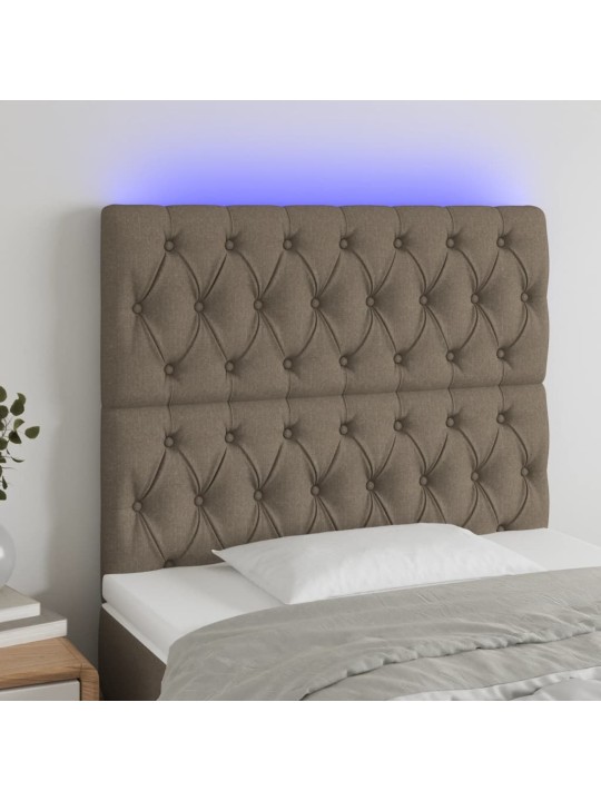 Gultas galvgalis ar led, 90x7x118/128 cm, pelēkbrūns audums