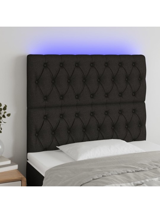Gultas galvgalis ar LED, 100x7x118/128 cm, melns audums