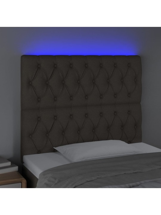 Gultas galvgalis ar LED, 100x7x118/128 cm, pelēkbrūns audums