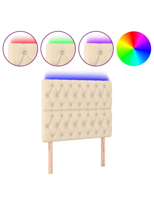 Gultas galvgalis ar LED, 100x7x118/128 cm, krēmkrāsas audums