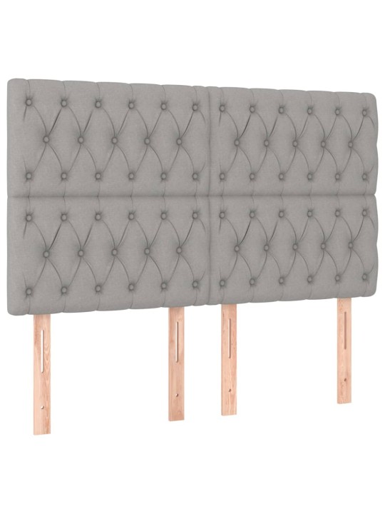 Gultas galvgalis ar LED, 160x7x118/128 cm, gaiši pelēks audums