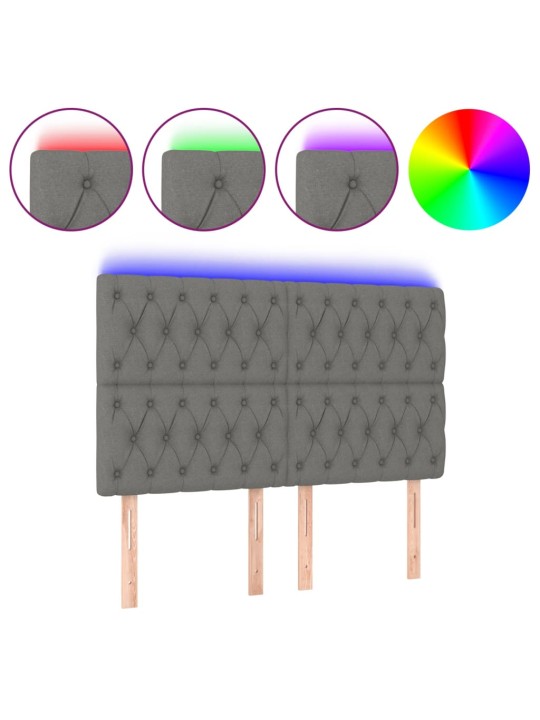 Gultas galvgalis ar LED, 160x7x118/128 cm, tumši pelēks audums