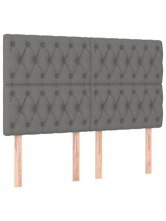 Gultas galvgalis ar LED, 160x7x118/128 cm, tumši pelēks audums