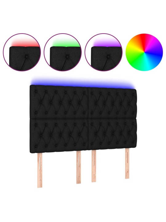 Gultas galvgalis ar LED, 160x7x118/128 cm, melns audums