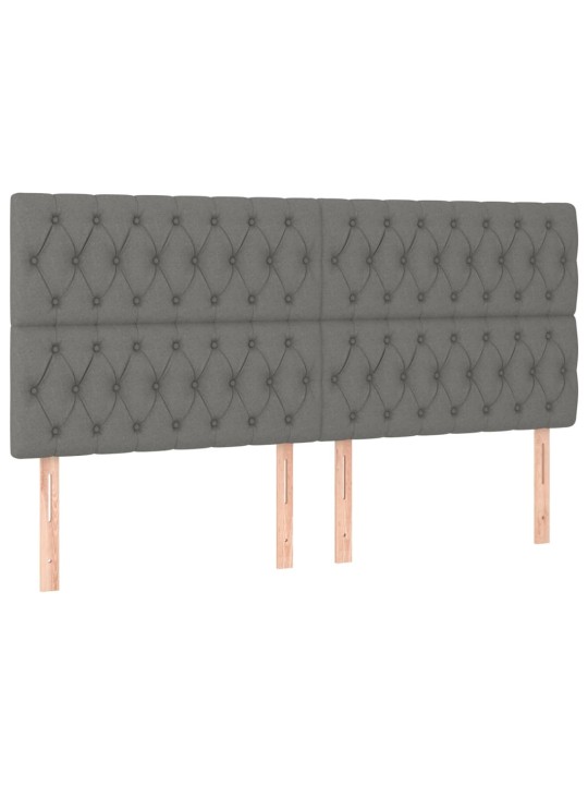 Gultas galvgalis ar LED, 180x7x118/128 cm, tumši pelēks audums