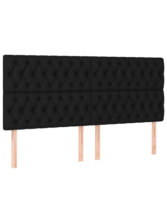 Gultas galvgalis ar LED, 180x7x118/128 cm, melns audums