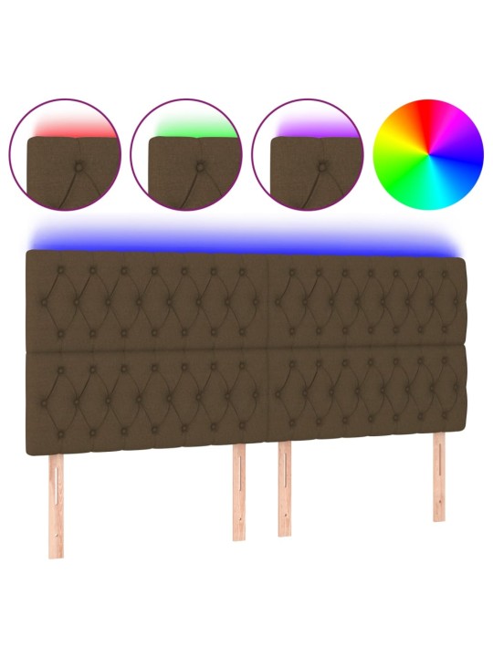 Gultas galvgalis ar led, 180x7x118/128 cm, tumši brūns audums