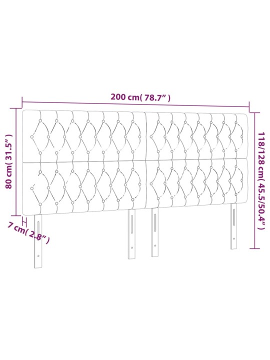 Gultas galvgalis ar led, 200x7x118/128 cm, gaiši pelēks audums