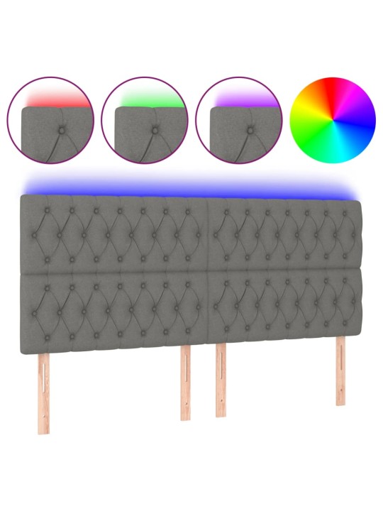 Gultas galvgalis ar led, 200x7x118/128 cm, tumši pelēks audums
