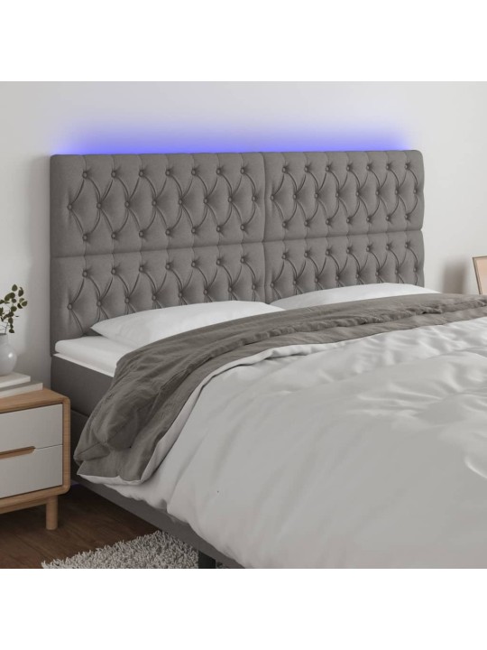 Gultas galvgalis ar led, 200x7x118/128 cm, tumši pelēks audums
