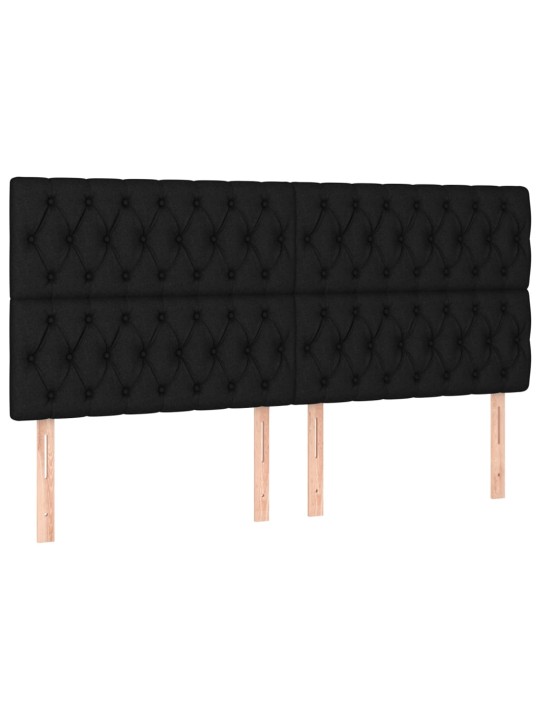 Gultas galvgalis ar led, 200x7x118/128 cm, melns audums