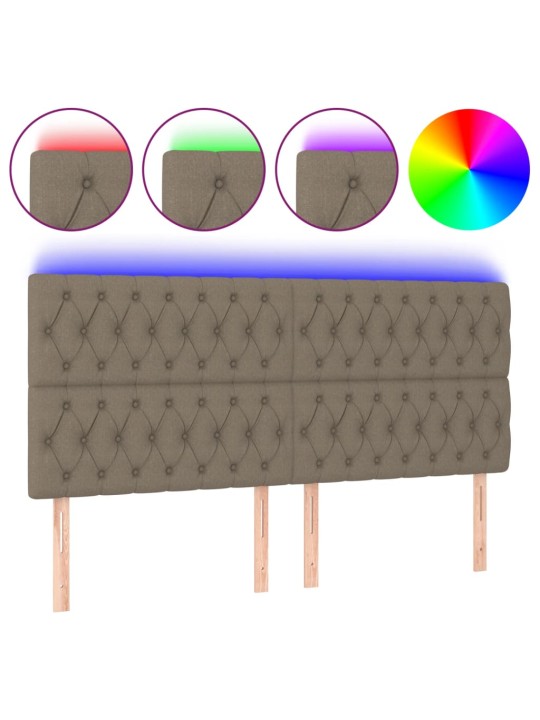 Gultas galvgalis ar led, 200x7x118/128 cm, pelēkbrūns audums