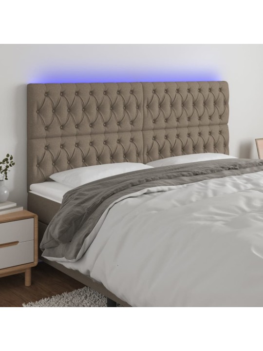 Gultas galvgalis ar led, 200x7x118/128 cm, pelēkbrūns audums