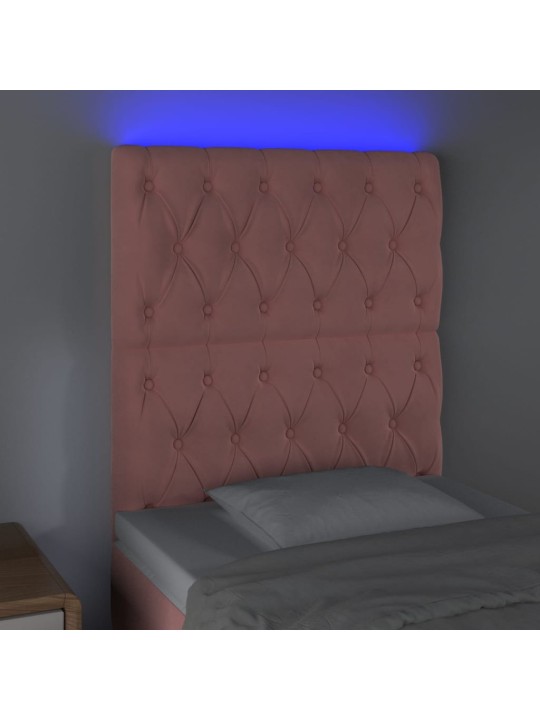 Gultas galvgalis ar LED, 80x7x118/128 cm, rozā samts