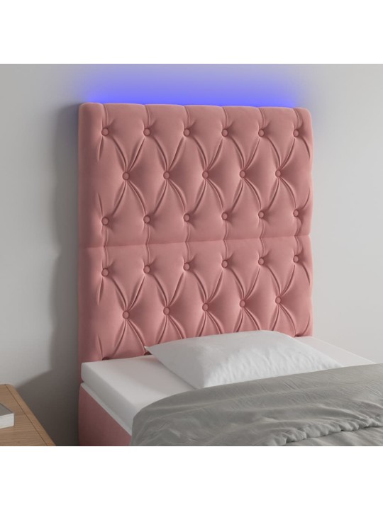 Gultas galvgalis ar LED, 80x7x118/128 cm, rozā samts