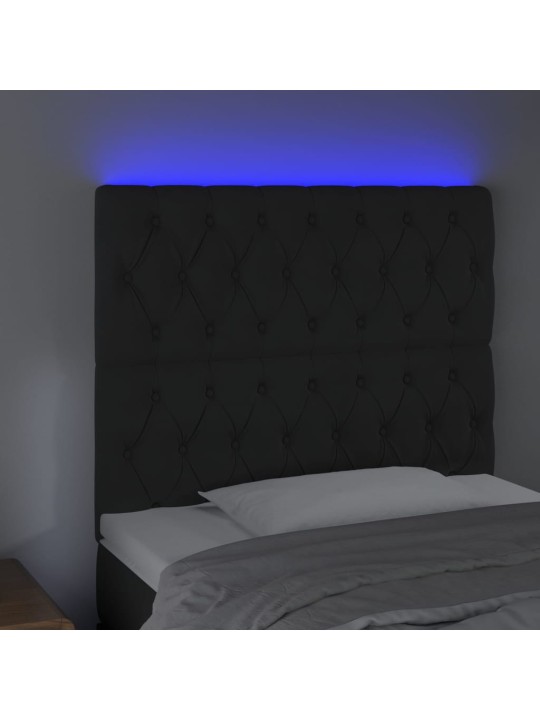 Gultas galvgalis ar led, 90x7x118/128 cm, melns samts