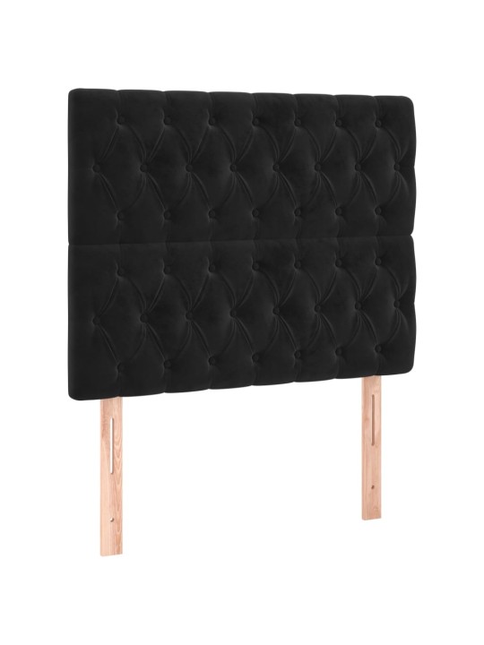 Gultas galvgalis ar led, 90x7x118/128 cm, melns samts