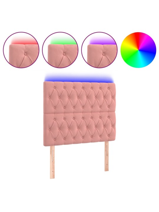 Gultas galvgalis ar LED, 100x7x118/128 cm, rozā samts