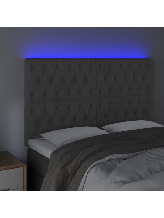 Gultas galvgalis ar LED, 160x7x118/128 cm, tumši pelēks samts