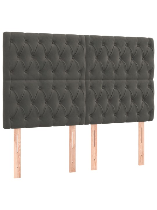 Gultas galvgalis ar LED, 160x7x118/128 cm, tumši pelēks samts