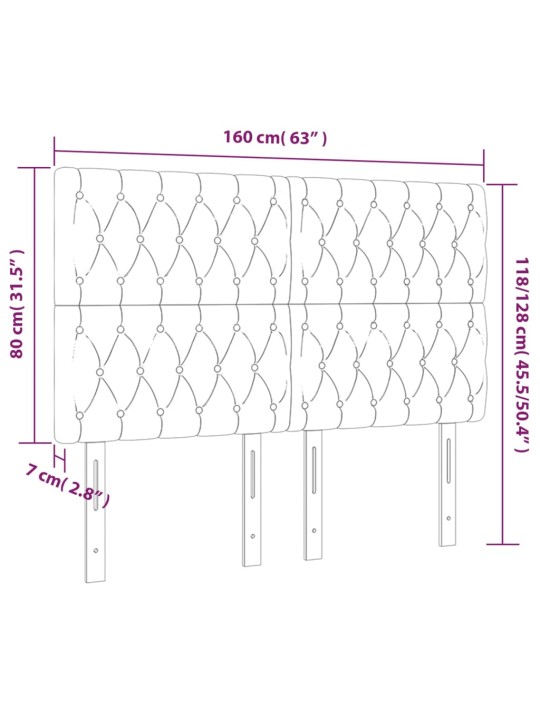 Gultas galvgalis ar LED, 160x7x118/128 cm, tumši pelēks samts