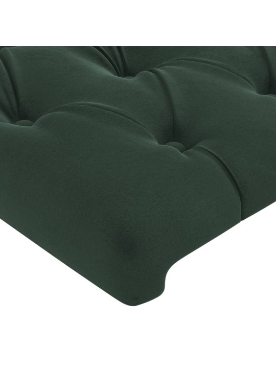 Gultas galvgalis ar LED, 160x7x118/128 cm, tumši zaļš samts