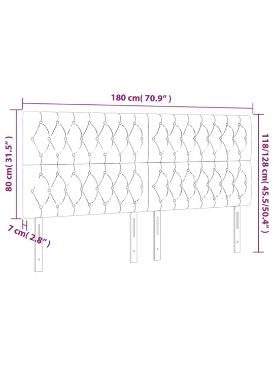 Gultas galvgalis ar LED, 180x7x118/128 cm, gaiši pelēks samts