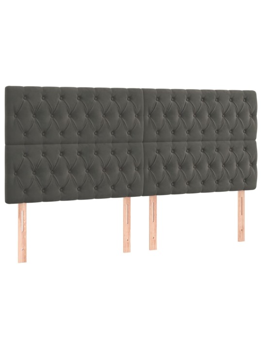 Gultas galvgalis ar led, 200x7x118/128 cm, gaiši pelēks samts
