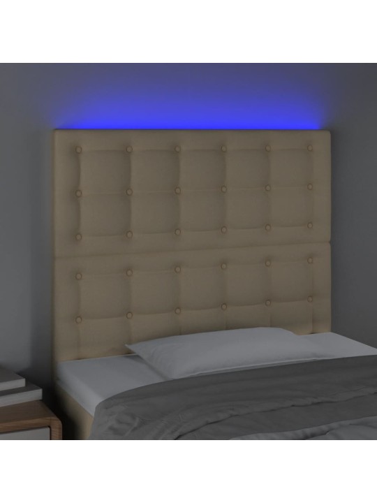 Gultas galvgalis ar led, 80x5x118/128 cm, krēmkrāsas audums