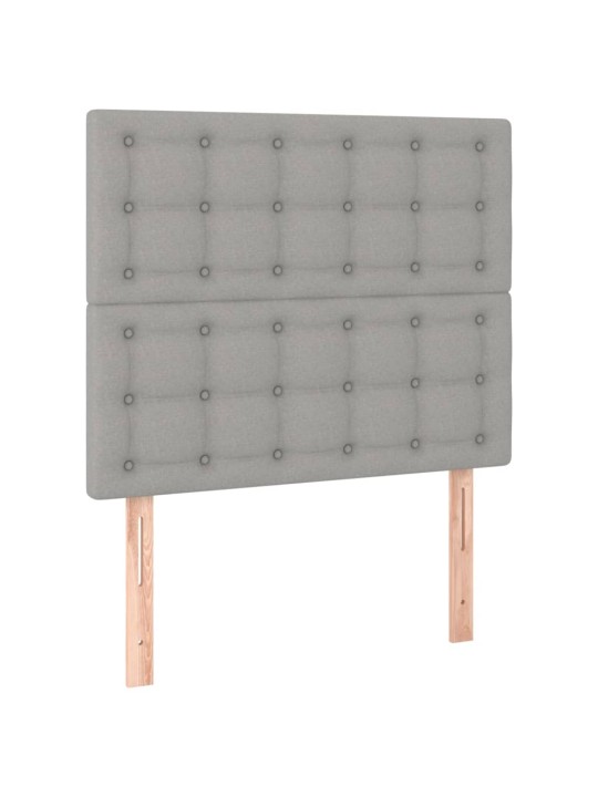 Gultas galvgalis ar led, 90x5x118/128 cm, gaiši pelēks audums