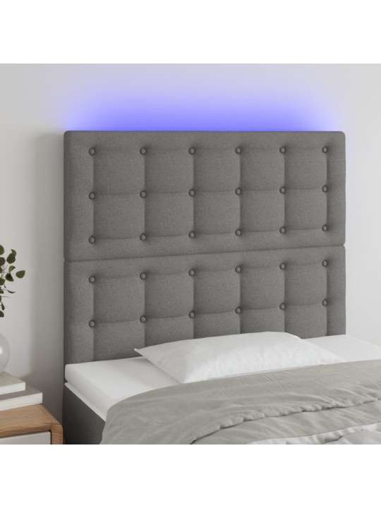 Gultas galvgalis ar led, 90x5x118/128 cm, tumši pelēks audums